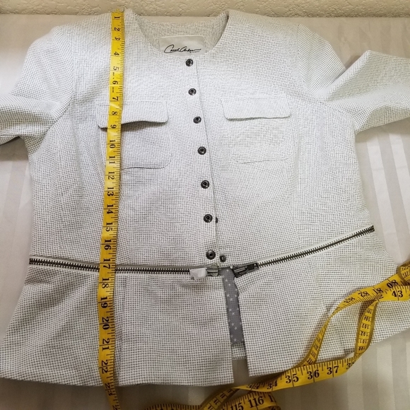 CAbi Women's Cotton Blend White Jacket with Black Accents - Picture 8 of 8